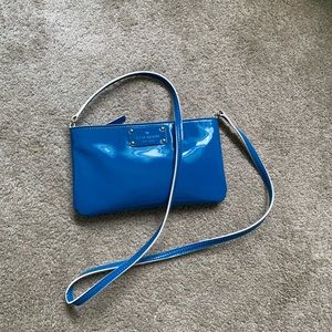 KATE SPADE Adorable patent leather blue small shoulder purse. NEVER USED